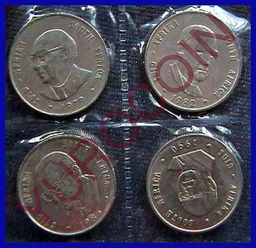 4 X RSA  NICKEL SPRINGBOK R1 COINS -DIEDERICKS.VORSTER. MARAIS VILJOEN .BOTHA