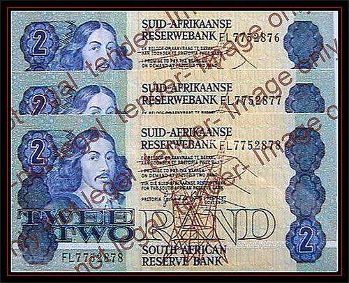 GPC DE KOCK 3 X OLD R2 NOTES IN SEQUENCE FL 3RD ISSUE  XF/UNC