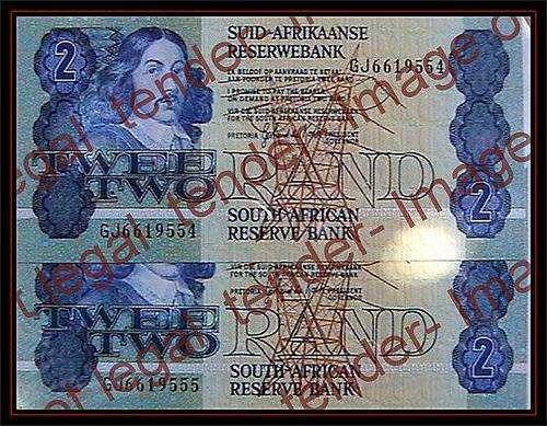 GPC DE KOCK 2 X OLD R2 NOTES IN SEQUENCE  GJ 3RD ISSUE UNC