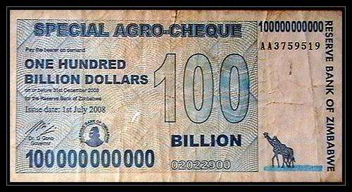 ZIMBABWE 100 BILLION DOLLAR SPECIAL AGRO CHEQUE-FINE CONDITION