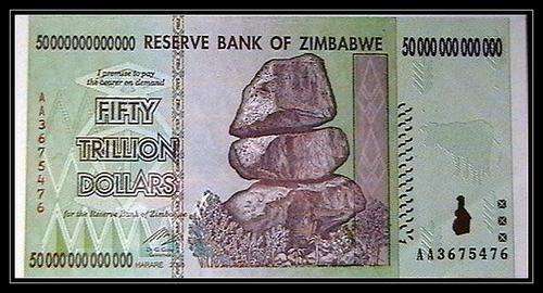 ZIMBABWE 50 TRILLION DOLLARS AA PREFIX XF/UNC