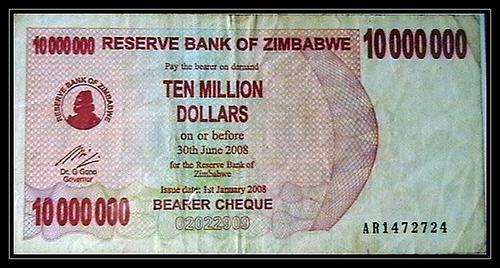 ZIMBABWE 10 MILLION DOLLARS VF CONDITION AB PREFIX
