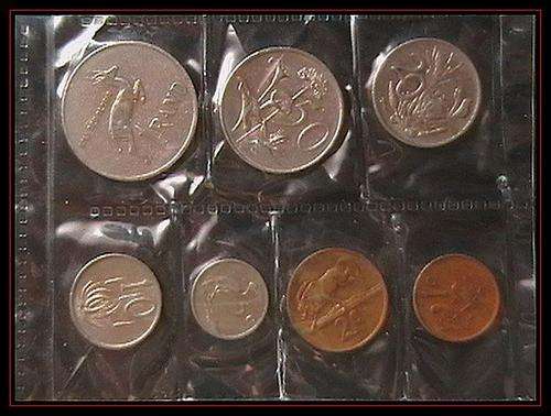 1985-7 PIECE COIN SET FROM 1C TO SPRINGBOK R1 COIN VF
