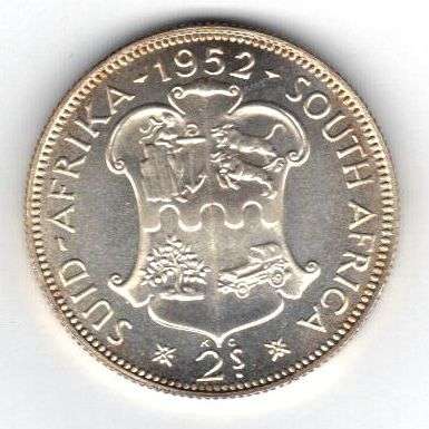 1952 - UNION OF SA -GEORGE VI -PROOF TWO SHILLINGS