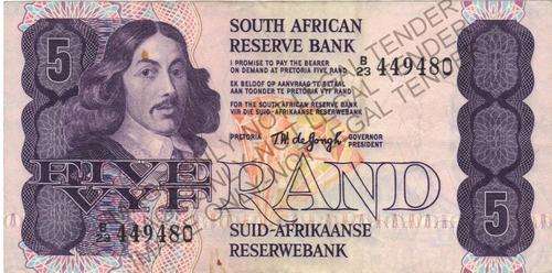 T W DE JONGH -OLD R5 NOTE B/23 4TH ISSUE  1978 -VF