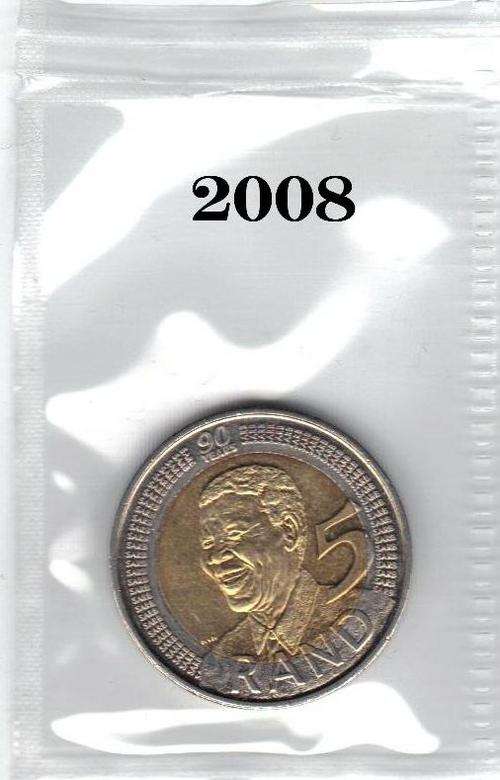 NELSON MANDELA 90TH BIRTHDAY R5 COINS-VERY FINE CONDITION