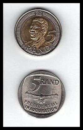 NELSON MANDELA 2 X HIGHLY COLLECTABLE COINS-VF CONDITION