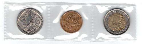 1994 PRESIDENTIAL INAUGURATION R5+2003 CRICKET 50c+2011 S.A.RESERVE BANK ANNIVERSARY R5