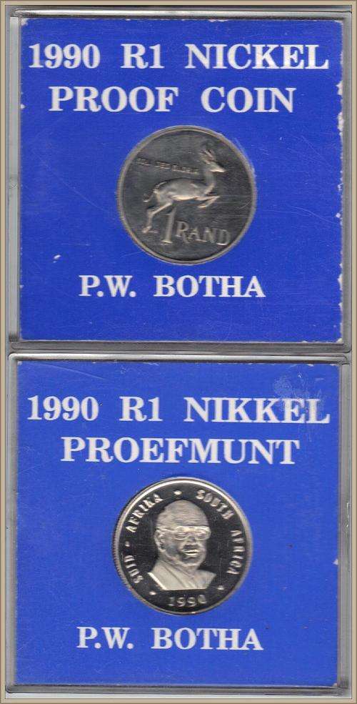 SEALED RSA 2ND DECIMAL OLD SPRINGBOK R1 COIN-  BOTHA  (PROOF)