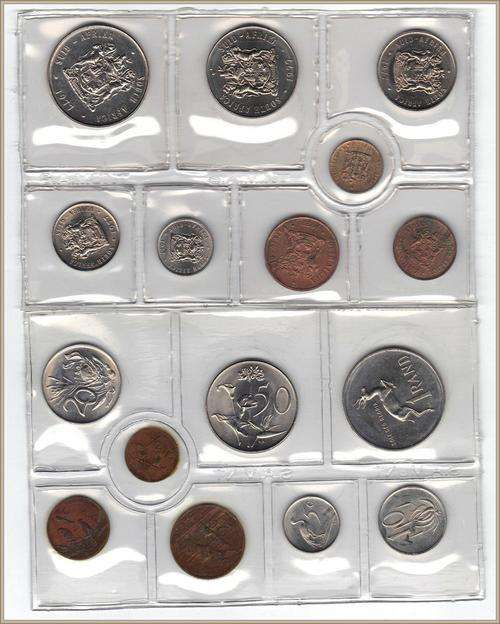 RSA 1ST NICKEL R1 COIN 1977 SEALED IN S.A. MINT  8 PCE COIN PACK