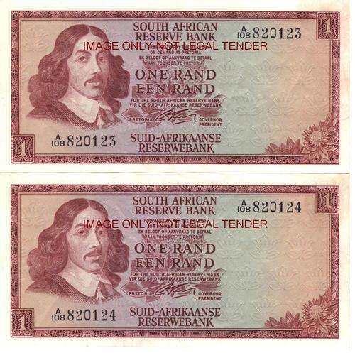SEQUENCE X 2 G RISSIK 1966 OLD BROWN R1 NOTE 2ND ISSUE -ENG/AFR -  VF+