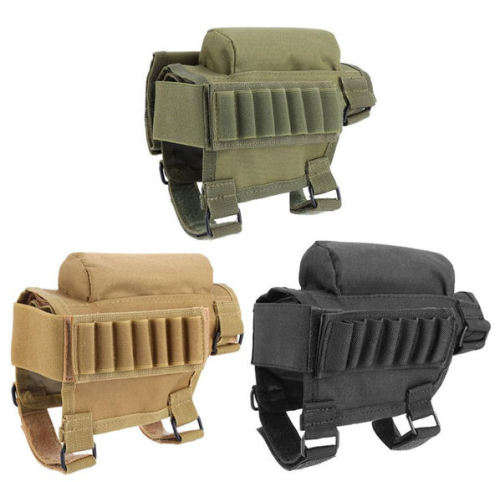 Rifle stock pad cheek pad with cartridge sleeves