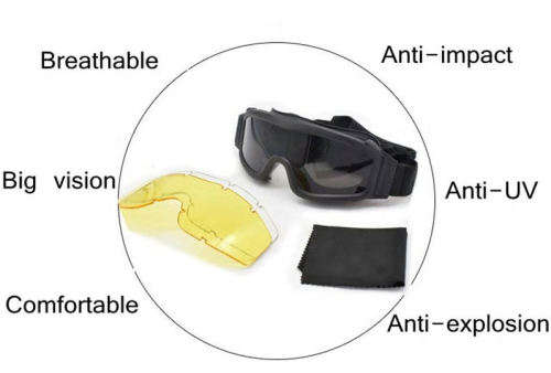 TPU Rubber Tactical Military grade goggles with replacement lenses (free shipping)