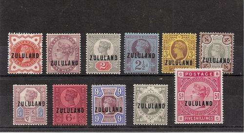 Zululand 1888/93 GB QV overprinted set of 11 very fine mint