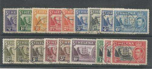 St Helena 1938 KGVI set of 15 including 8d shade and later 3 values fine used