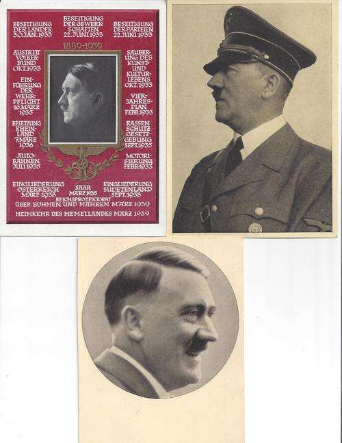 German Reich WWII Hitler postcards x5  used