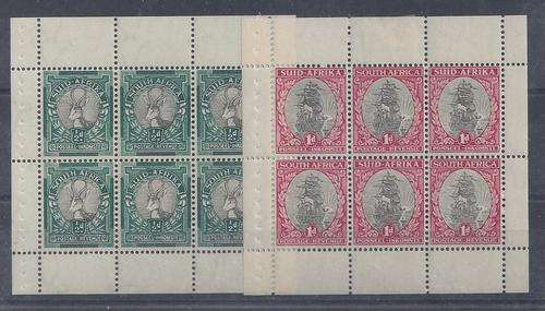 South Africa 1937 Booklet half d and 1d booklet panes very fine mint