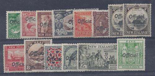 New Zealand Officials 1936/61 set of 14 with extra 4d and only one 9d fine mint