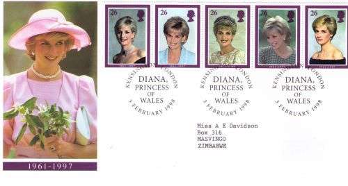 Great Britain 1998 Diana Princess of Wales 1961-1997 Royal Mail FDC