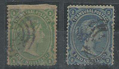 Transvaal 1878 QV 1s and 2s fine used