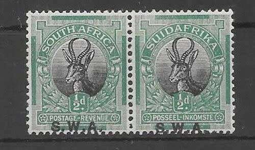 South West Africa 1927 London 1/2d overprint shifted down into margin partly missing very fine mint