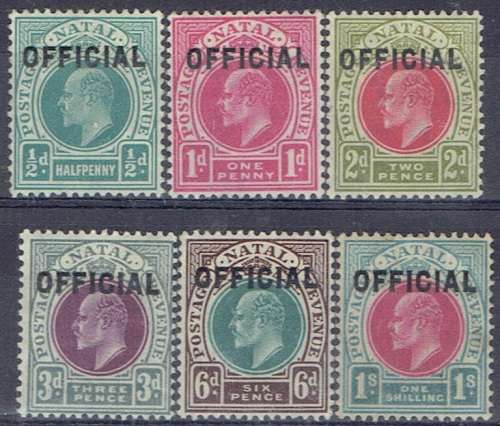 Natal Official 1904 KEVII set of 6 very fine mint