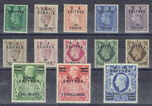 British Post Occ of Italian Colonies 1950 BA Eritrea set of 13 fine unmounted mint