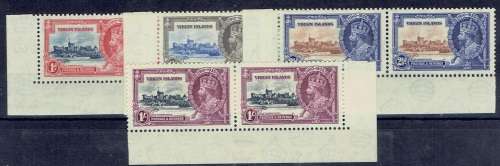 Br Virgin Islands 1935 KGV Silver Jubilee set of 4 pairs with 1s kite and vertical log varieties