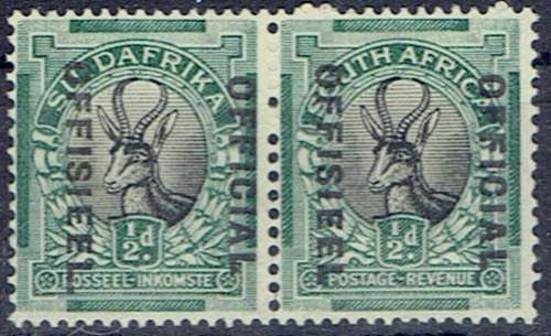 South Africa Officials 1930 Unhphenated 1/2d with stop after Official on Afrikaans fine mint