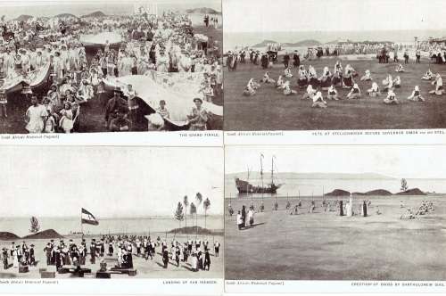 South Africa 1910 Cape Town Pageant collection of labels, including on cover and special postcards