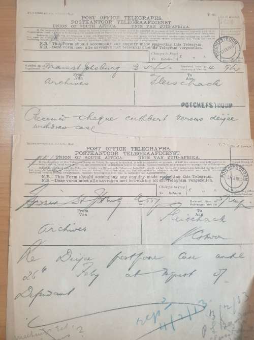 South Africa 1913/... Telegrams x4 and Telegram Envelopes x3 fine interesting lot