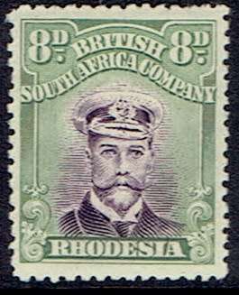 Rhodesia BSAC 1922 KGV Admiral perf 14 8d violet and grey-green very fine mint