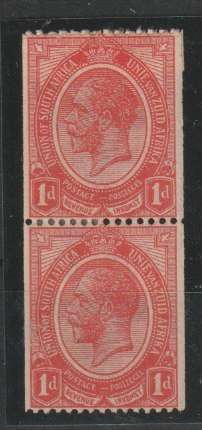 South Africa 1913 KGV coidl 1d pair with coil join very fine mint