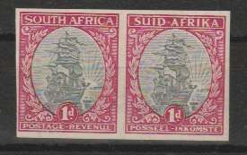 South Africa 1933/48 Hyphenated 1d imperforate pair very fine unmounted mint