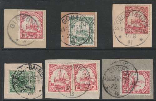 South West Africa Postmarks  Gibeon, Gobabis, Grootfontein, Gross-Barmen, Groot Witvley and Guchas