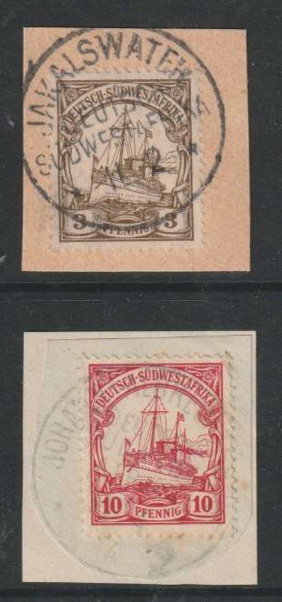 South West Africa Postmarks 1909 Jakalswater and Johan Albrechtshohe very fine