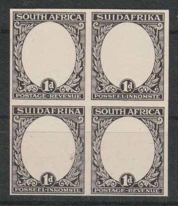 South Africa 1926 1d Frame Plate Proof block of 4 very fine