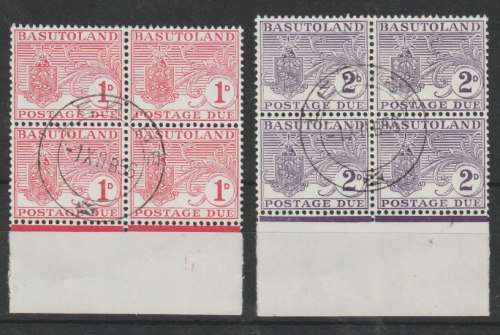 Basutoland Postage Due 1956 set of 2 in blocks of 4 fine used