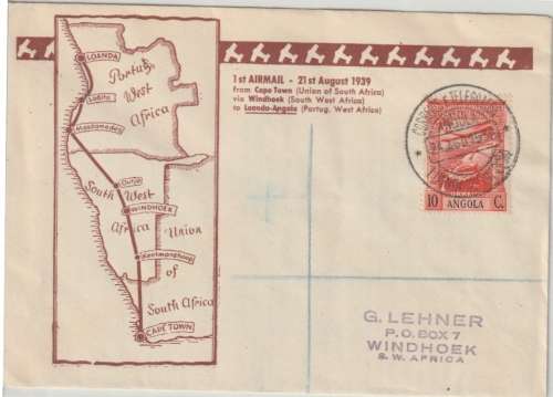 South West Africa 1939 Loanda-Angola 1st Flight cover to Windhoek  very fine