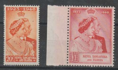 Kenya Uganda Tanganyika 1948 KGVI Silver Wedding set of 2 very fine unmounted mint