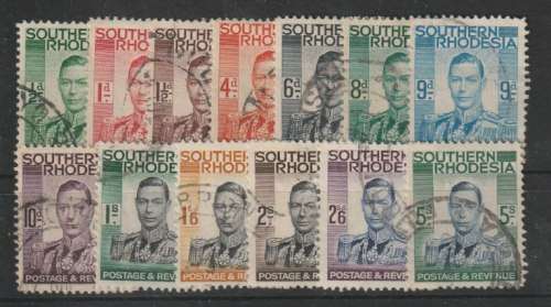 Southern Rhodesia 1937 KGVI set of 13 set fine used