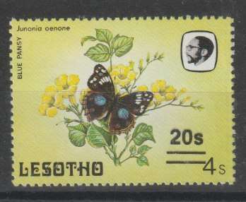 Lesotho 1986 20s on 4s with overprint shift up and left