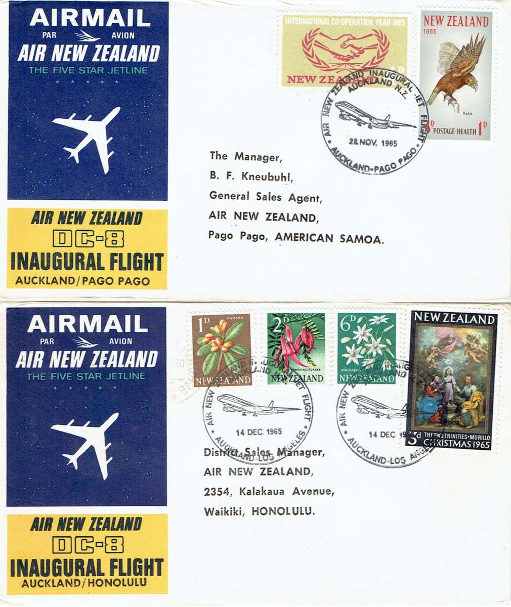 New Zealand 1965 Air New Zealand Inaugural Flight covers x7  very fine