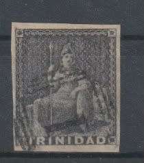 Trinidad 1854/57 white paper (1d) dark grey  fine used
