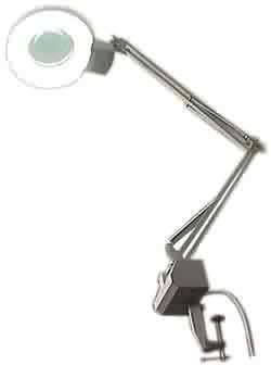 DELUXE DESK CLAMP MAGNIFIER ROUND WHITE GLOBE 130MM GLASS LENS