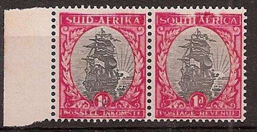 Union of South Africa 1947/54 1d ship with interrupted printing