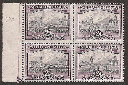 SOUTH AFRICA 1933/48 Roto Hyphenated 2d bloock of 4 with 'K' flaw