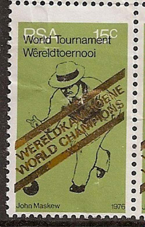 SA 1976 Bowls Winners 15c block of 4 with spectacular green colour shift, down