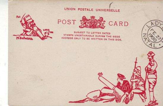 Anglo Boer War Ladysmith siege card used, very seldom seen cancelled