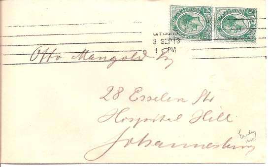1913 KGV Â½d pair on cover used on 3rd day of use, very close and rare FDC
